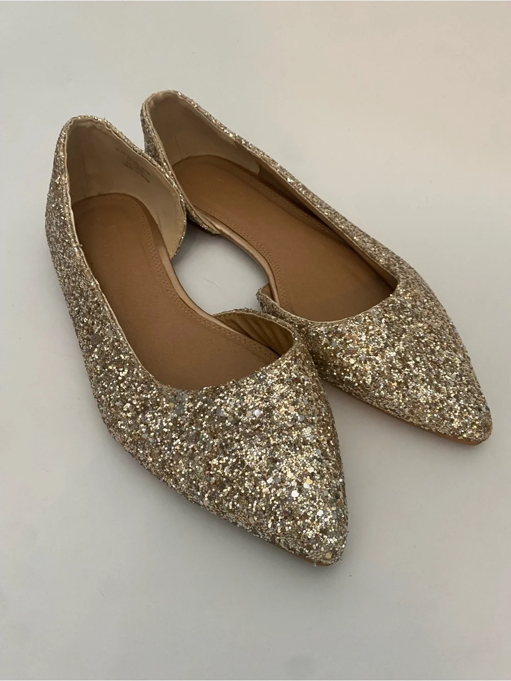 ASOS DESIGN Wide Fit Virtue d’Orsay Glitter Pointed Ballet Flats Glitter